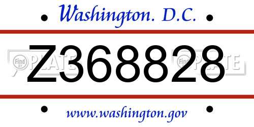 Z368828 District Of Columbia License Plate
