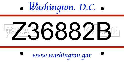 Z36882B District Of Columbia License Plate