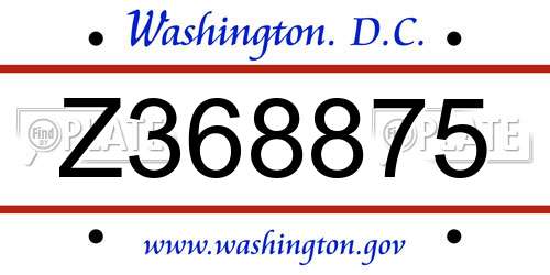 Z368875 District Of Columbia License Plate