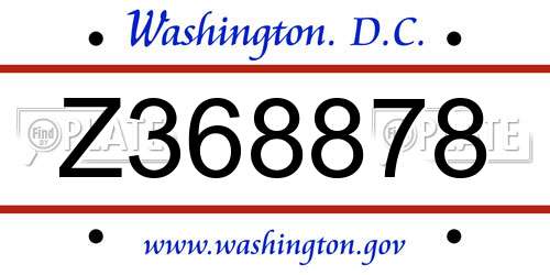 Z368878 District Of Columbia License Plate
