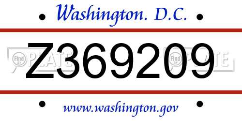 Z369209 District Of Columbia License Plate