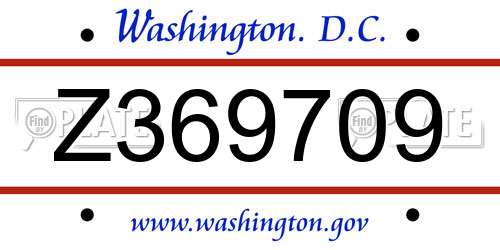 Z369709 District Of Columbia License Plate