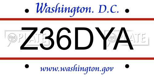Z36DYA District Of Columbia License Plate