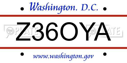 Z36OYA District Of Columbia License Plate