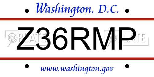 Z36RMP District Of Columbia License Plate