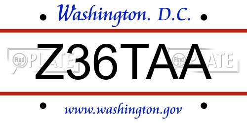 Z36TAA District Of Columbia License Plate