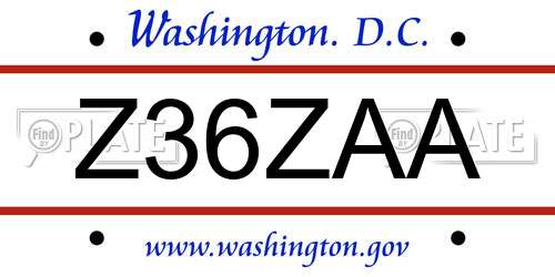 Z36ZAA District Of Columbia License Plate