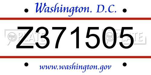 Z371505 District Of Columbia License Plate