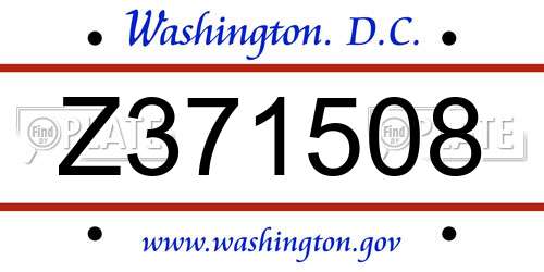 Z371508 District Of Columbia License Plate
