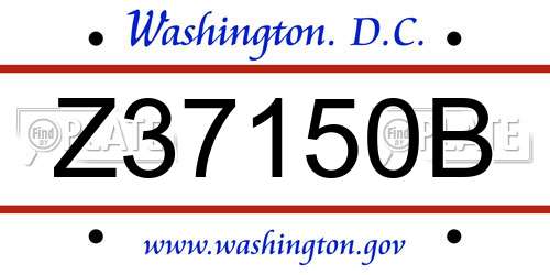 Z37150B District Of Columbia License Plate