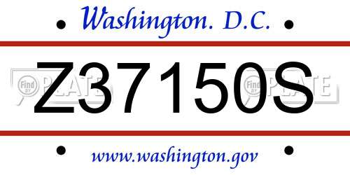 Z37150S District Of Columbia License Plate
