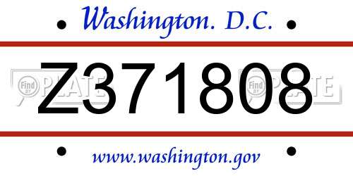 Z371808 District Of Columbia License Plate
