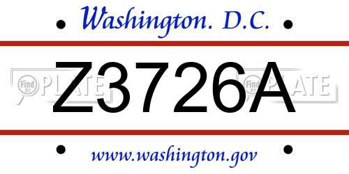 Z3726A District Of Columbia License Plate