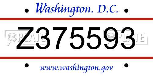 Z375593 District Of Columbia License Plate