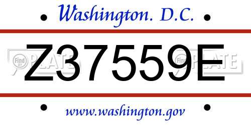 Z37559E District Of Columbia License Plate
