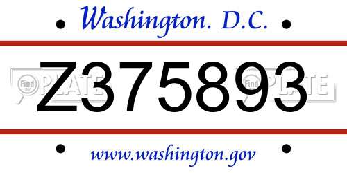 Z375893 District Of Columbia License Plate