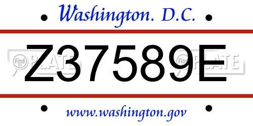 Z37589E District Of Columbia License Plate