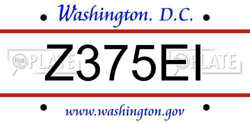Z375EI District Of Columbia License Plate
