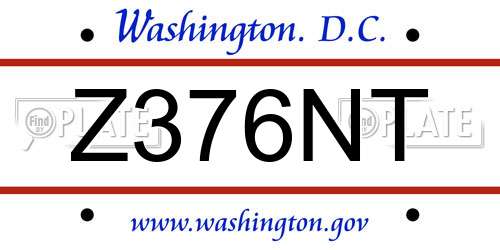 Z376NT District Of Columbia License Plate