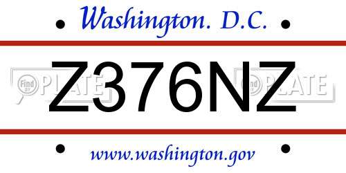 Z376NZ District Of Columbia License Plate