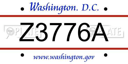 Z3776A District Of Columbia License Plate