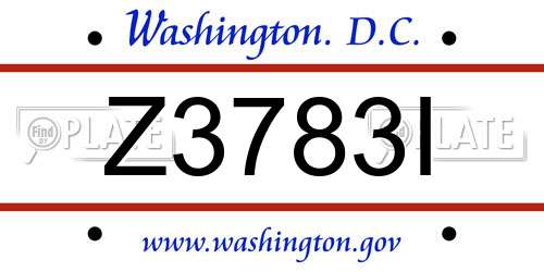 Z3783I District Of Columbia License Plate