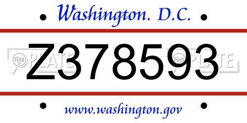 Z378593 District Of Columbia License Plate
