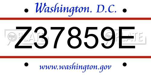 Z37859E District Of Columbia License Plate