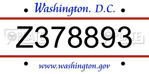 Z378893 District Of Columbia License Plate