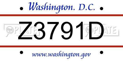 Z3791D District Of Columbia License Plate