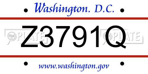 Z3791Q District Of Columbia License Plate
