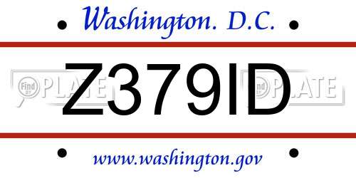 Z379ID District Of Columbia License Plate