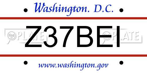 Z37BEI District Of Columbia License Plate