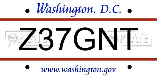 Z37GNT District Of Columbia License Plate