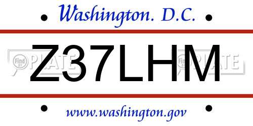 Z37LHM District Of Columbia License Plate