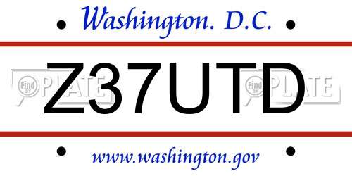 Z37UTD District Of Columbia License Plate
