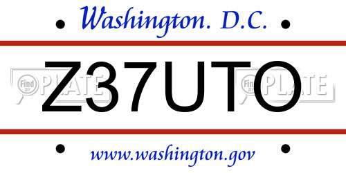 Z37UTO District Of Columbia License Plate