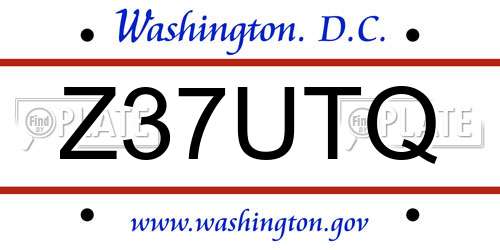 Z37UTQ District Of Columbia License Plate