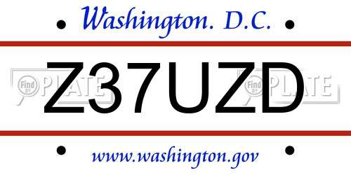 Z37UZD District Of Columbia License Plate