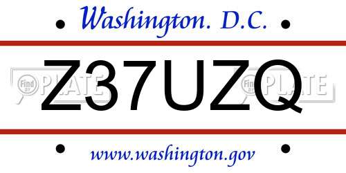 Z37UZQ District Of Columbia License Plate