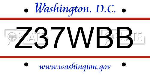 Z37WBB District Of Columbia License Plate