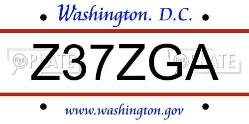 Z37ZGA District Of Columbia License Plate