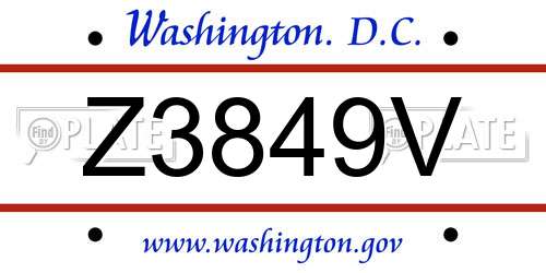 Z3849V District Of Columbia License Plate