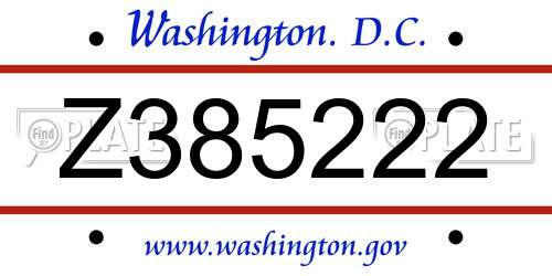 Z385222 District Of Columbia License Plate