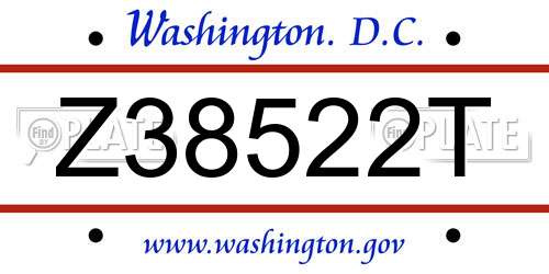 Z38522T District Of Columbia License Plate