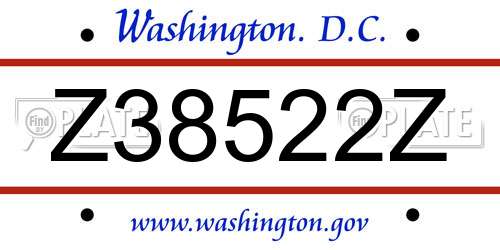 Z38522Z District Of Columbia License Plate