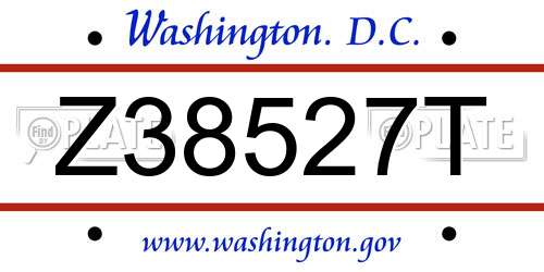 Z38527T District Of Columbia License Plate
