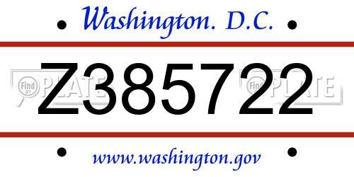 Z385722 District Of Columbia License Plate