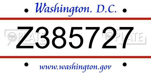 Z385727 District Of Columbia License Plate