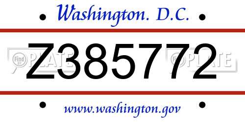Z385772 District Of Columbia License Plate